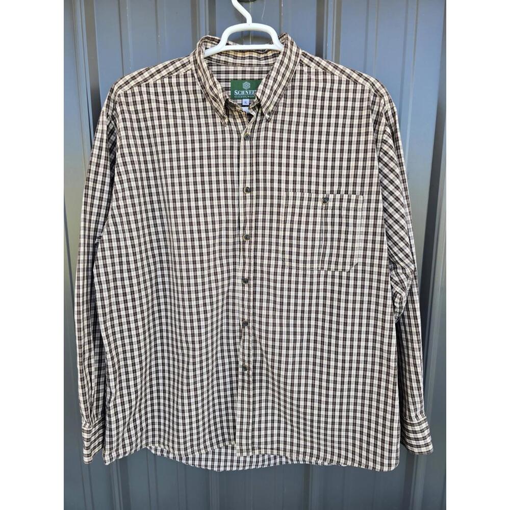 Schnee's Men's XL 100% Cotton Shirt Button Up Plaid